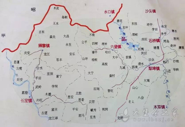 广西梧州六堡茶产地的核心产区分布图